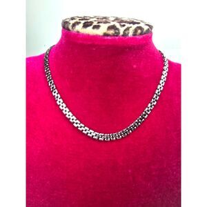 Sterling Silver 925 Italian Chain Necklace Marked Panther Links 16.5 In. Gift